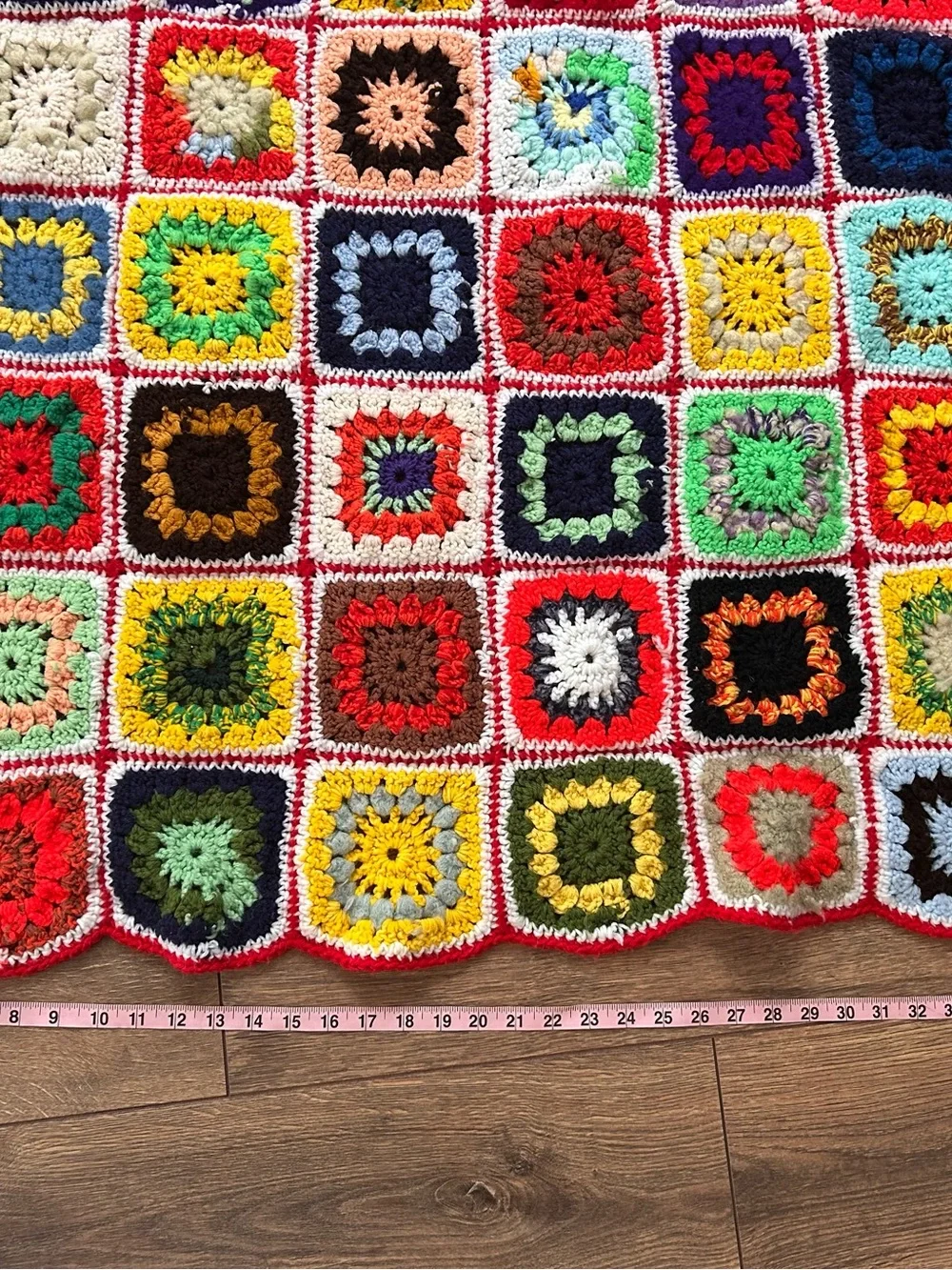 Handmade Multicolor Crochet Granny Square Throw Blanket 57x41